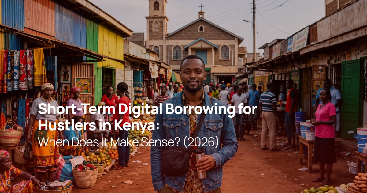 Kenyan small business owner standing in a busy local market, representing emergency cash flow and working capital for small businesses in Kenya.